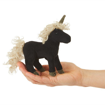 Folkmanis Finger Puppets Mini Black Unicorn Finger Puppet