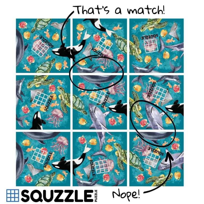 Fun Squared Brain Teaser Games Squzzle Puzzle - Ocean Life