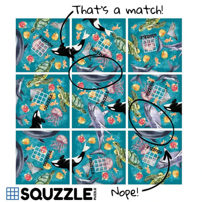 Fun Squared Brain Teaser Games Squzzle Puzzle - Ocean Life