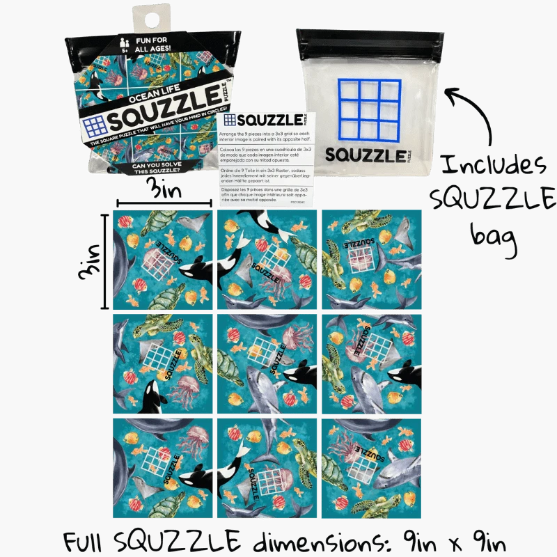 Fun Squared Brain Teaser Games Squzzle Puzzle - Ocean Life