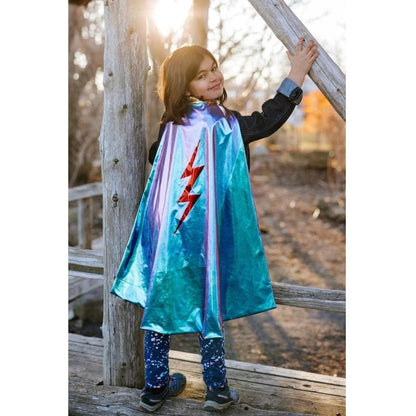 Great Pretenders Dress Up Accessories Default Reversible Blue Lightning Holographic Cape (Size 5-6 yrs)