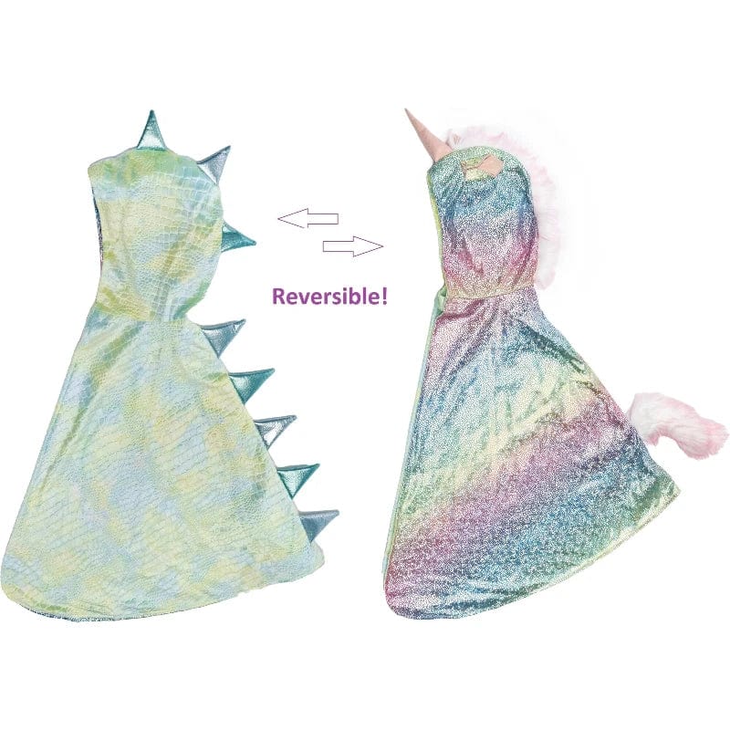 Great Pretenders Dress Up Outfits Default Rainbow Reversible Unicorn Dragon Cape (Size 3-4 yrs)