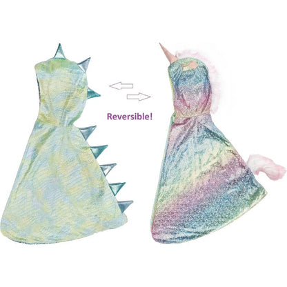 Great Pretenders Dress Up Outfits Default Rainbow Reversible Unicorn Dragon Cape (Size 3-4 yrs)