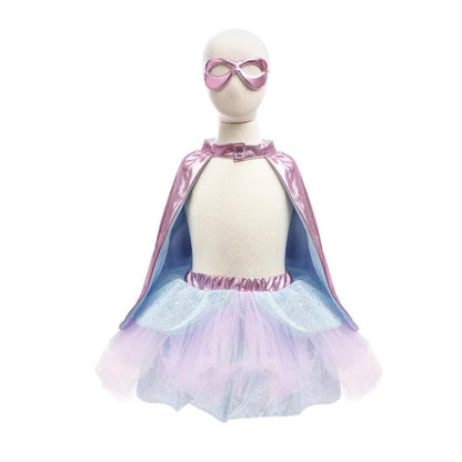 Great Pretenders Dress Up Outfits Default Super Duper Tutu, Cape & Mask - Metallic Pink & Light Blue (Size 4-6 yrs)
