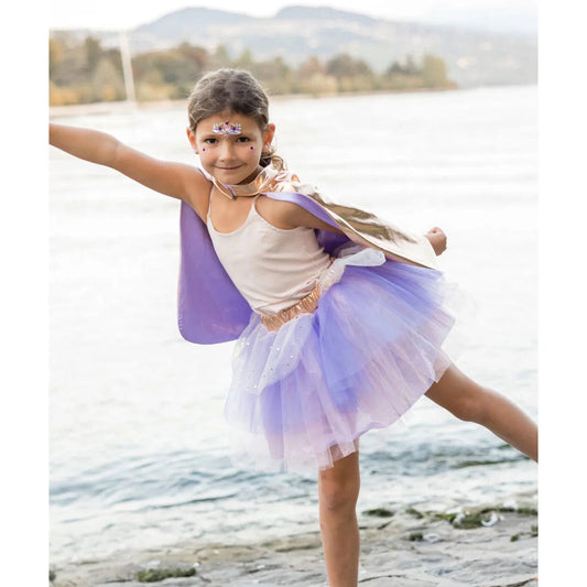 Great Pretenders Dress Up Outfits Default Super Duper Tutu, Cape & Mask - Metallic Rose Gold & Lilac (Size 5-6 yrs)