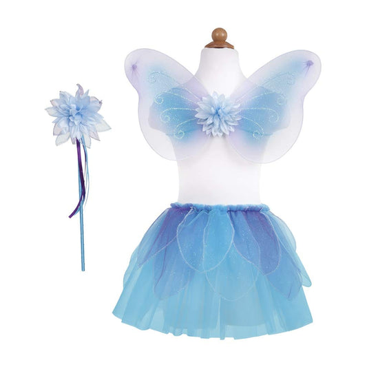 Great Pretenders Dress Up Outfits Fancy Flutter Skirt with Wings & Wand Set - Blue (Size 4-6)
