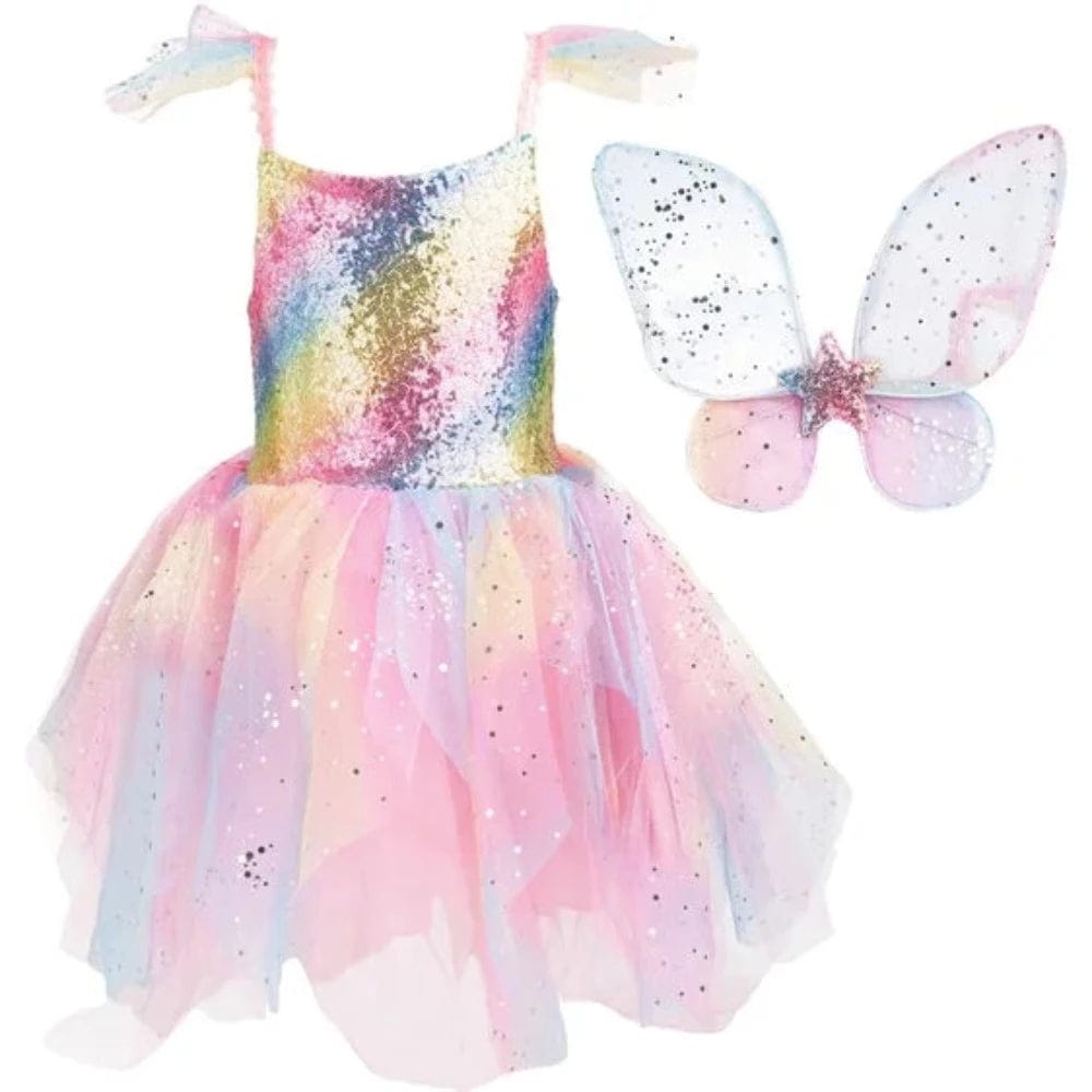 Great Pretenders Dress Up Outfits Rainbow Fairy Dress & Wings, sz 5-6
