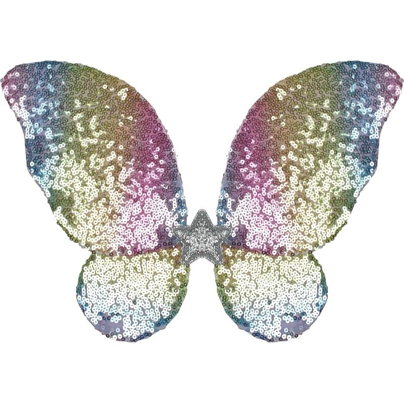 Great Pretenders Dress Up Outfits Rainbow Sequins Skirt, Wings & Wand Set (Size 4-6)