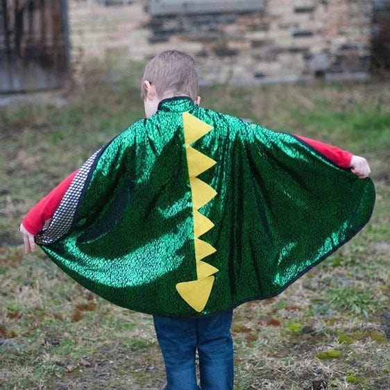 Great Pretenders Dress Up Outfits Reversible Dragon/Knight Cape, Green/Silver (Size 4-6)