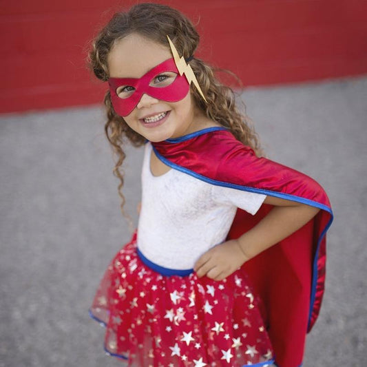 Great Pretenders Dress Up Superhero Tutu Cape & Mask Set (Size 4-7)