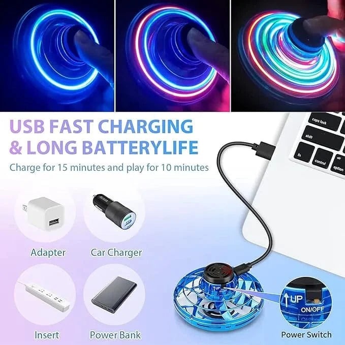 H&J Vehicles Flying Spinner Mini UFO Drone – Boomerang Drone (Assorted Colors)