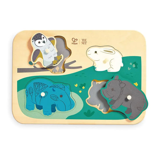 Hape Chunky Puzzles Animal Friends Peg Puzzle (The Met)