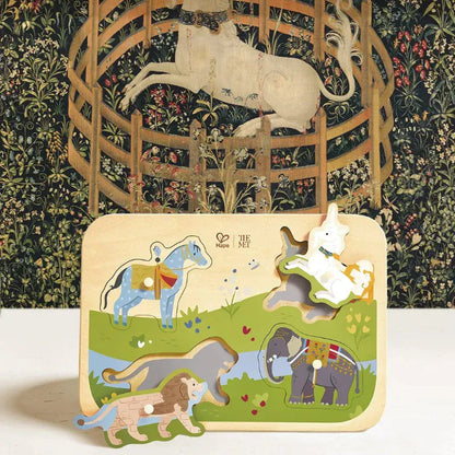 Hape Chunky Puzzles Majestic Animals Peg Puzzle (The Met)