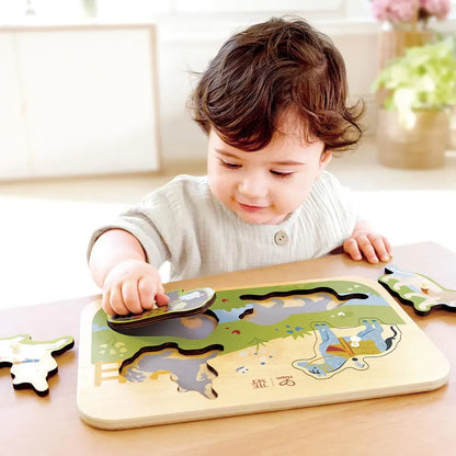 Hape Chunky Puzzles Majestic Animals Peg Puzzle (The Met)