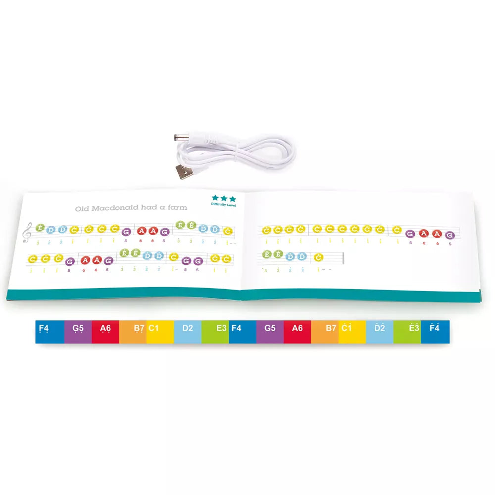 Hape Music Learn with Lights Black Piano w/ Stool