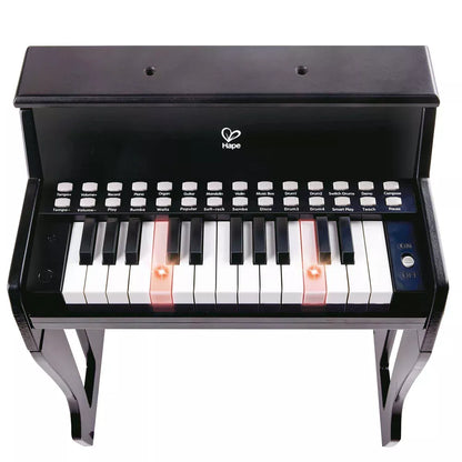 Hape Music Learn with Lights Black Piano w/ Stool