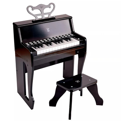 Hape Music Learn with Lights Black Piano w/ Stool