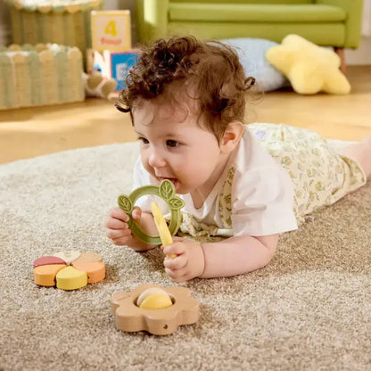 Hape Rattles & Teethers Artful Flowers Rattle Trio (The Met)