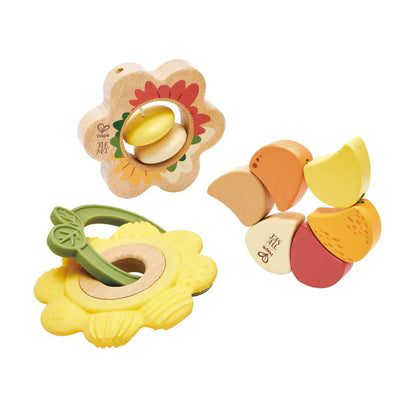 Hape Rattles & Teethers Artful Flowers Rattle Trio (The Met)