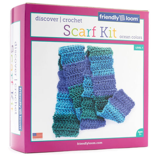 Harrisville Designs Art & Craft Activity Kits Discover Crochet Scarf Kit Ocean