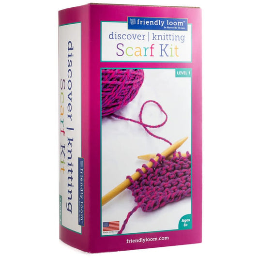 Harrisville Designs Art & Craft Activity Kits Discover Knitting Scarf Kit Pink