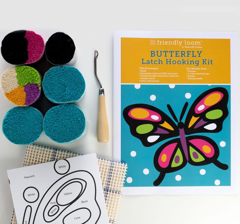 Harrisville Designs Art & Craft Activity Kits Latch Hooking Kit Butterfly