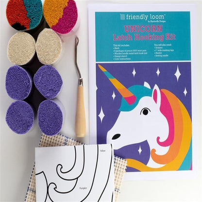 Harrisville Designs Art & Craft Activity Kits Latch Hooking Kit Unicorn
