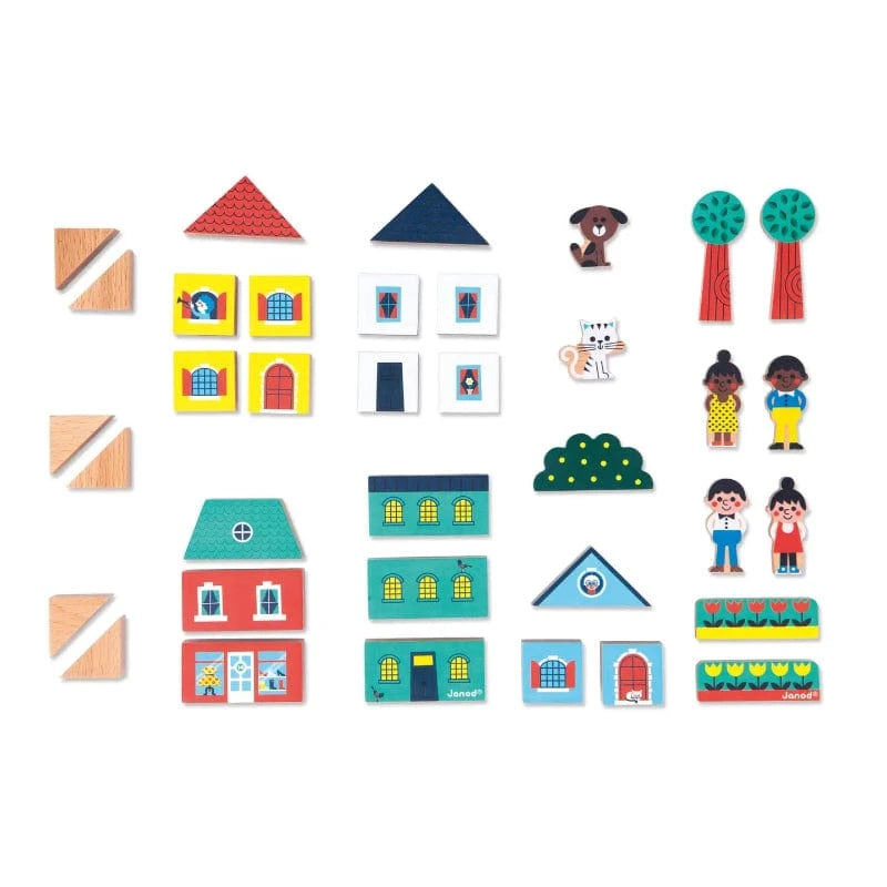 Janod Block Sets HOLIDAY Crossroads City Building Blocks