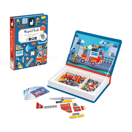 Janod Magnetic Building Sets Default Magneti'book - Firemen