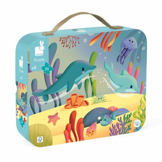 Janod Under 100 Piece Puzzles Default Marine Life 36 Piece Suitcase Puzzle