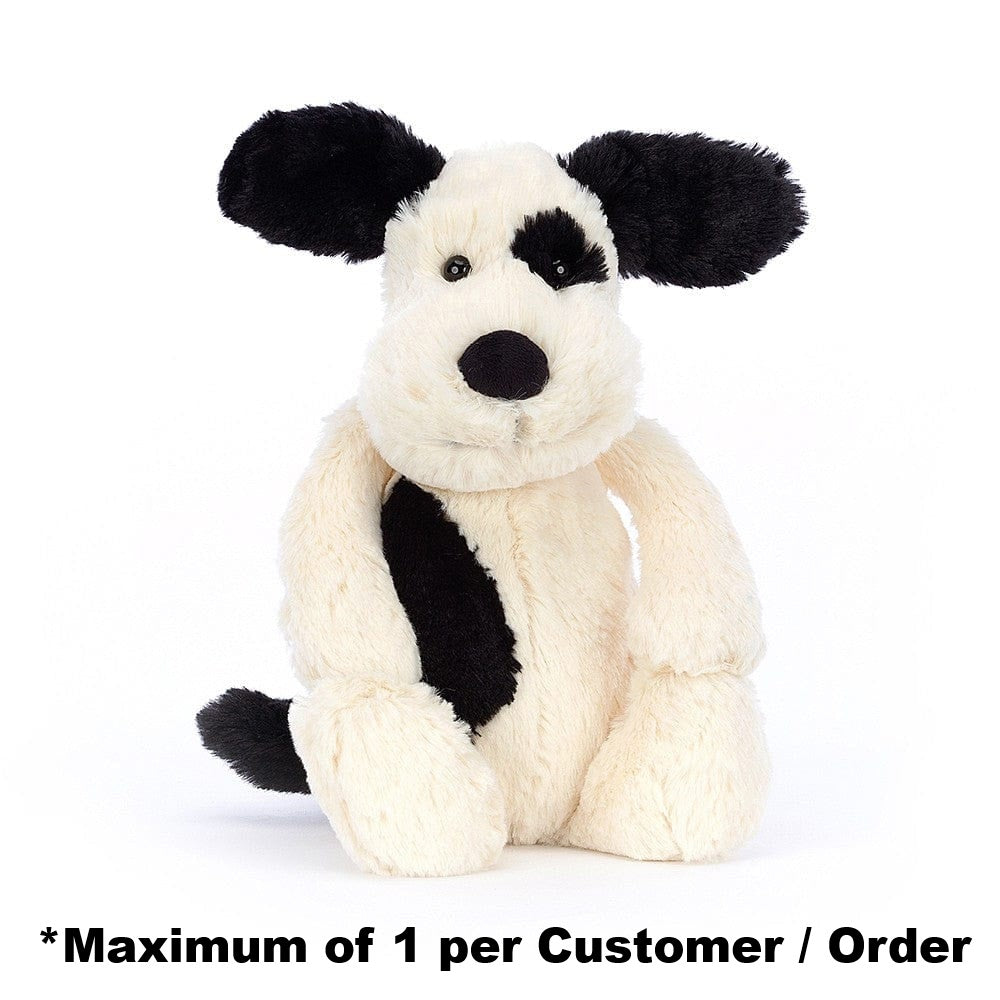 Jellycat Plush Dogs Bashful Black & Cream Puppy Medium