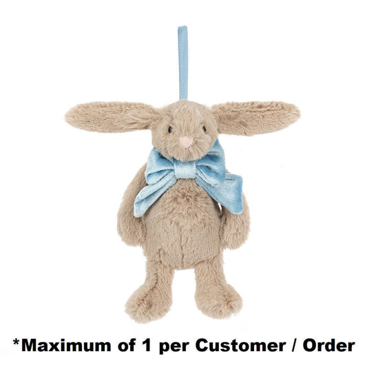 Jellycat Plush Holiday Bashful Beige Bunny Ornament