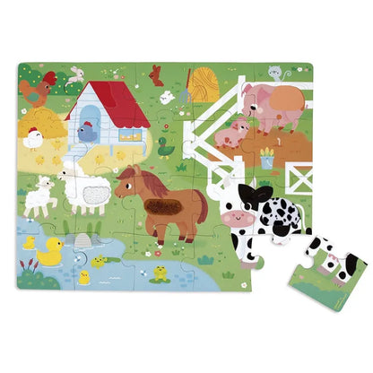 Juratoy Under 100 Piece Puzzles Farm  20 Piece Tactile Puzzle