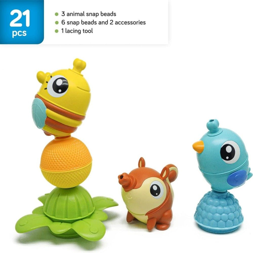LalaBoom Infant Sensory Toys Default Barrel of Beads Animals 21 Piece Set