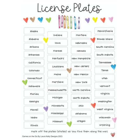 Laura Kelly Designs Travel Games License Plates (Games To Go)
