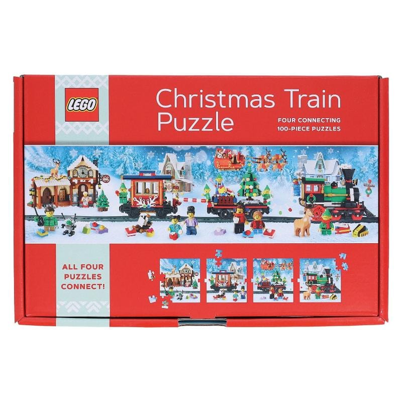 LEGO 100 Piece Puzzles Default LEGO Christmas Train Puzzle: Four Connecting 100-Piece Puzzles