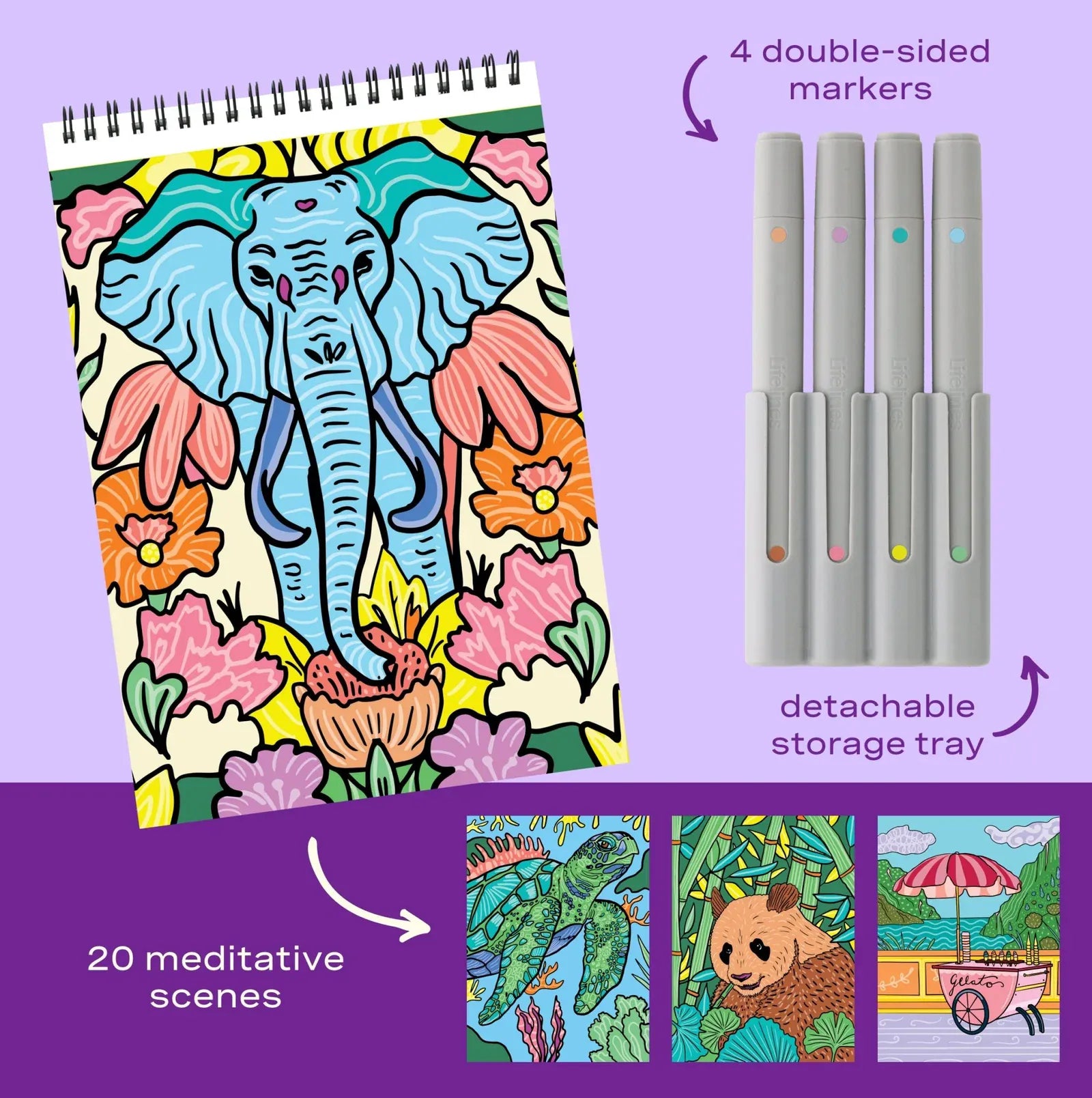 Lifelines Coloring & Painting Kits FlowArt: Color to Reveal - Animals