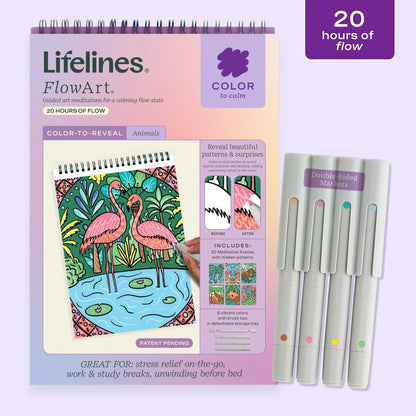 Lifelines Coloring & Painting Kits FlowArt: Color to Reveal - Animals