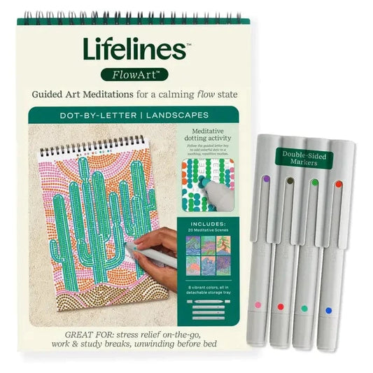 Lifelines Coloring & Painting Kits FlowArt Dot-by-Letter - Landscapes