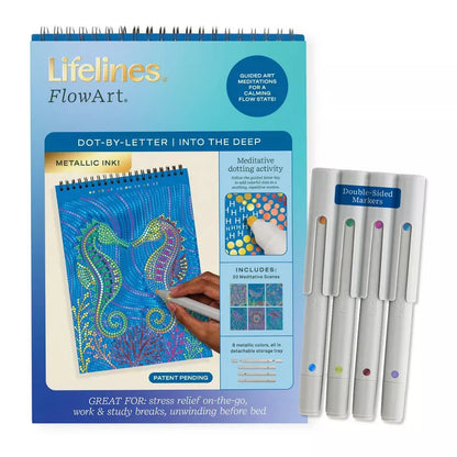 Lifelines Coloring & Painting Kits FlowArt: Dot-by-Letter Metallic - Into the Deep
