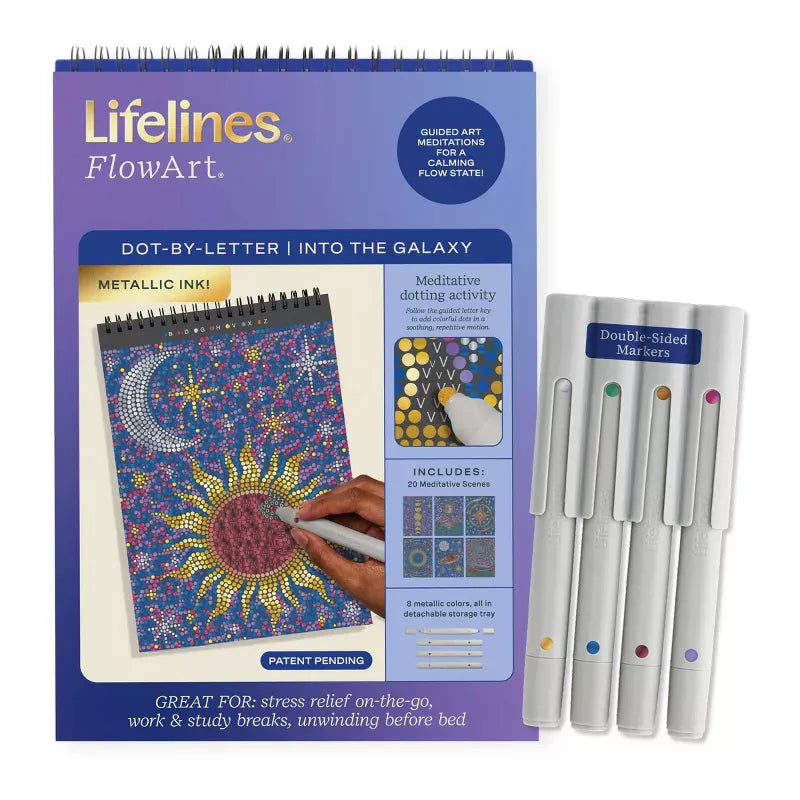 Lifelines Coloring & Painting Kits FlowArt: Dot-by Letter Metallic - Into the Galaxy