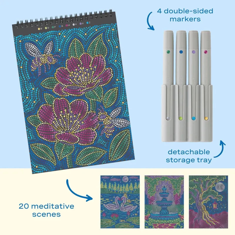 Lifelines Coloring & Painting Kits FlowArt: Dot-by-Letter Metallic - Moonlit Garden