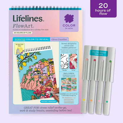 Lifelines Coloring & Painting Kits FlowArt: Scented Color-to-Reveal - Citrus Coastlines