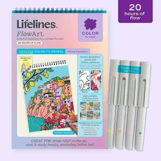 Lifelines Coloring & Painting Kits FlowArt: Scented Color-to-Reveal - Citrus Coastlines