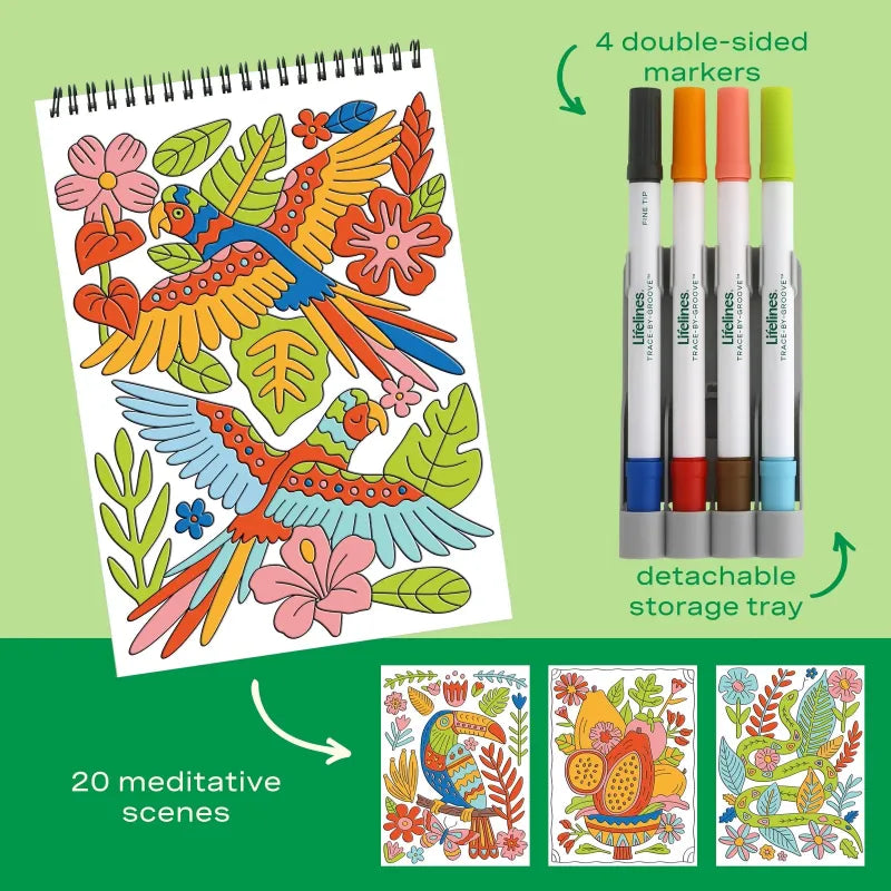 Lifelines Coloring & Painting Kits FlowArt: Trace-by-Groove - Jungle Oasis