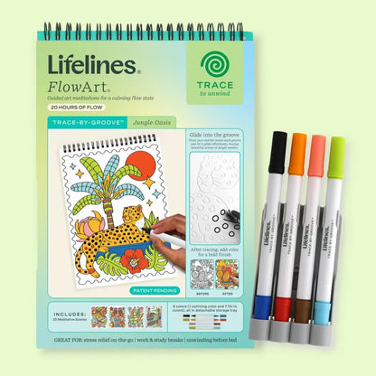 Lifelines Coloring & Painting Kits FlowArt: Trace-by-Groove - Jungle Oasis