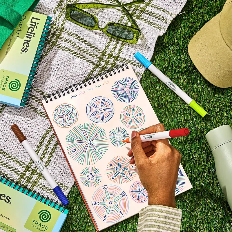 Lifelines Coloring & Painting Kits FlowArt: Trace-by-Line - Tropical Paradise