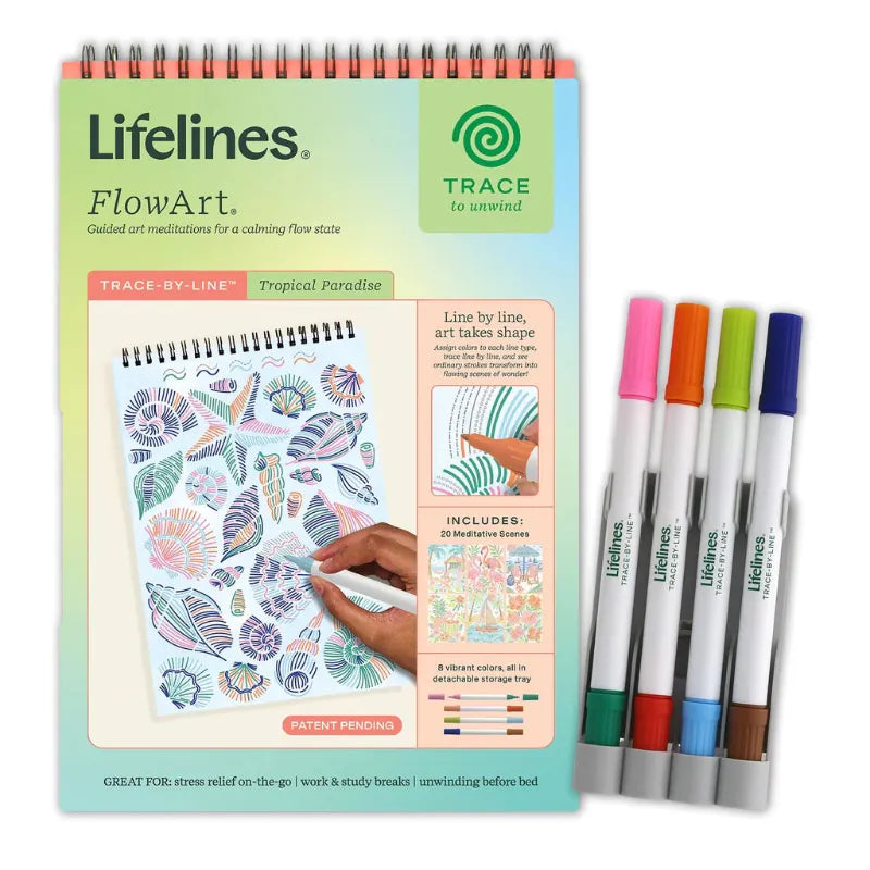 Lifelines Coloring & Painting Kits FlowArt: Trace-by-Line - Tropical Paradise