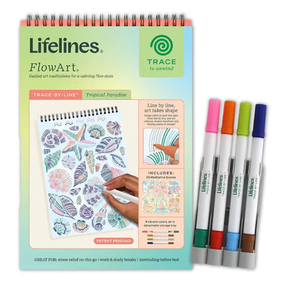 Lifelines Coloring & Painting Kits FlowArt: Trace-by-Line - Tropical Paradise