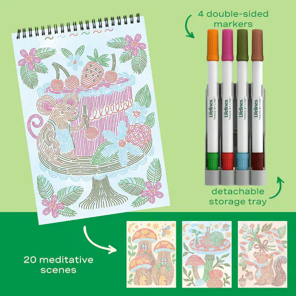 Lifelines Coloring & Painting Kits FlowArt: Trace-by-Lines - Woodland Whimsy